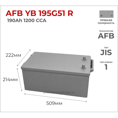 Аккумулятор Yokohama AFB YB 195G51 R 190Ah
