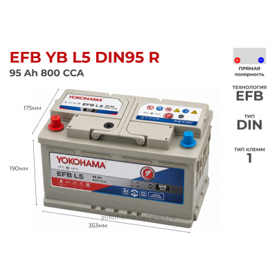 Аккумулятор Yokohama EFB YB L5 DIN95 R
