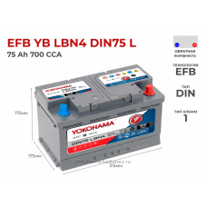 Yokohama EFB YB LBN4 DIN75 L