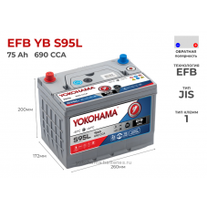 Yokohama EFB YB S95L 75Ah